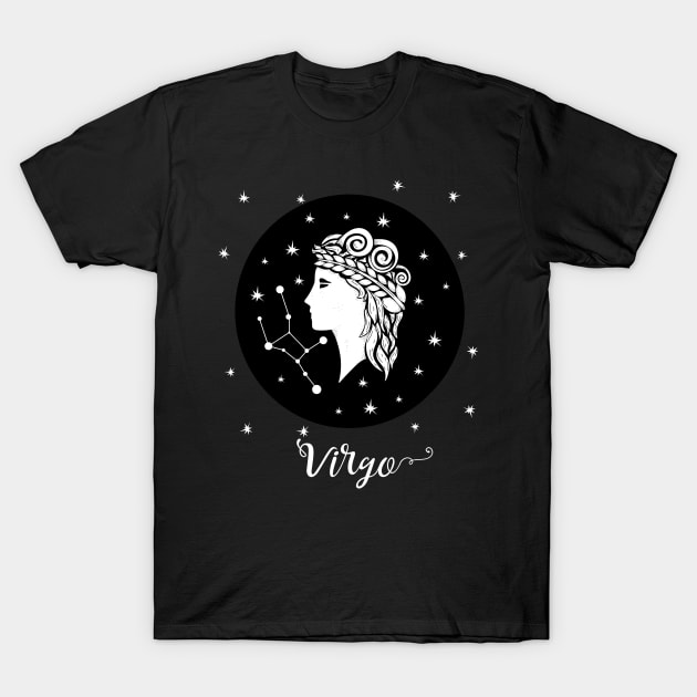 Virgo Zodiac Sign Constellation T-Shirt by letnothingstopyou